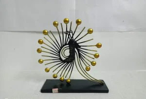 Handmade Golden Burst Metal Art Sculpture - Unique Modern Table Decor - Handmade metal art sculpture
