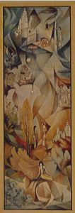 Vintage Cubist Landscape Handmade Wall Art Tapestry
