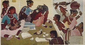 Vintage Tribal Scene Handmade Art Print - Traditional Cultural Artwork