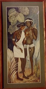 Vintage Tribal Couple Framed Artwork - Handmade Cultural Wall Decor - Handmade tribal artwork